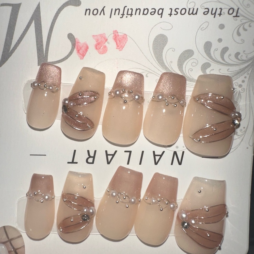 Dainty coquette butterfly gem nail set